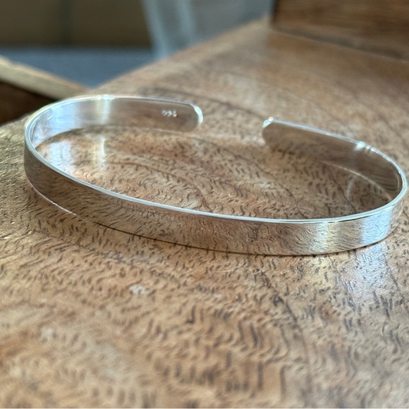 Sterling Silver open bangle stackable cuff unisex minimalist bracelet Taxco925